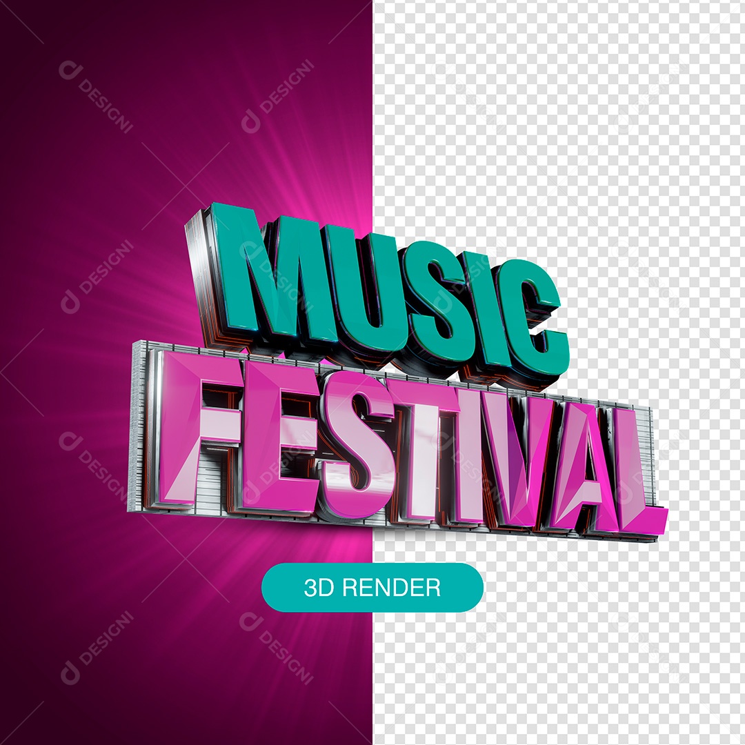 Selo 3D para Composição Music Festival PSD