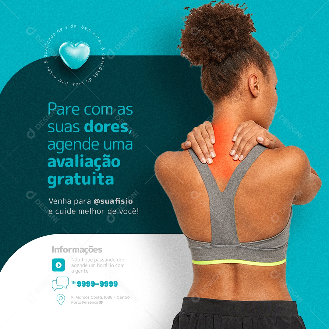 Pare com as Suas Dores Fisioterapia Social Media PSD Editável