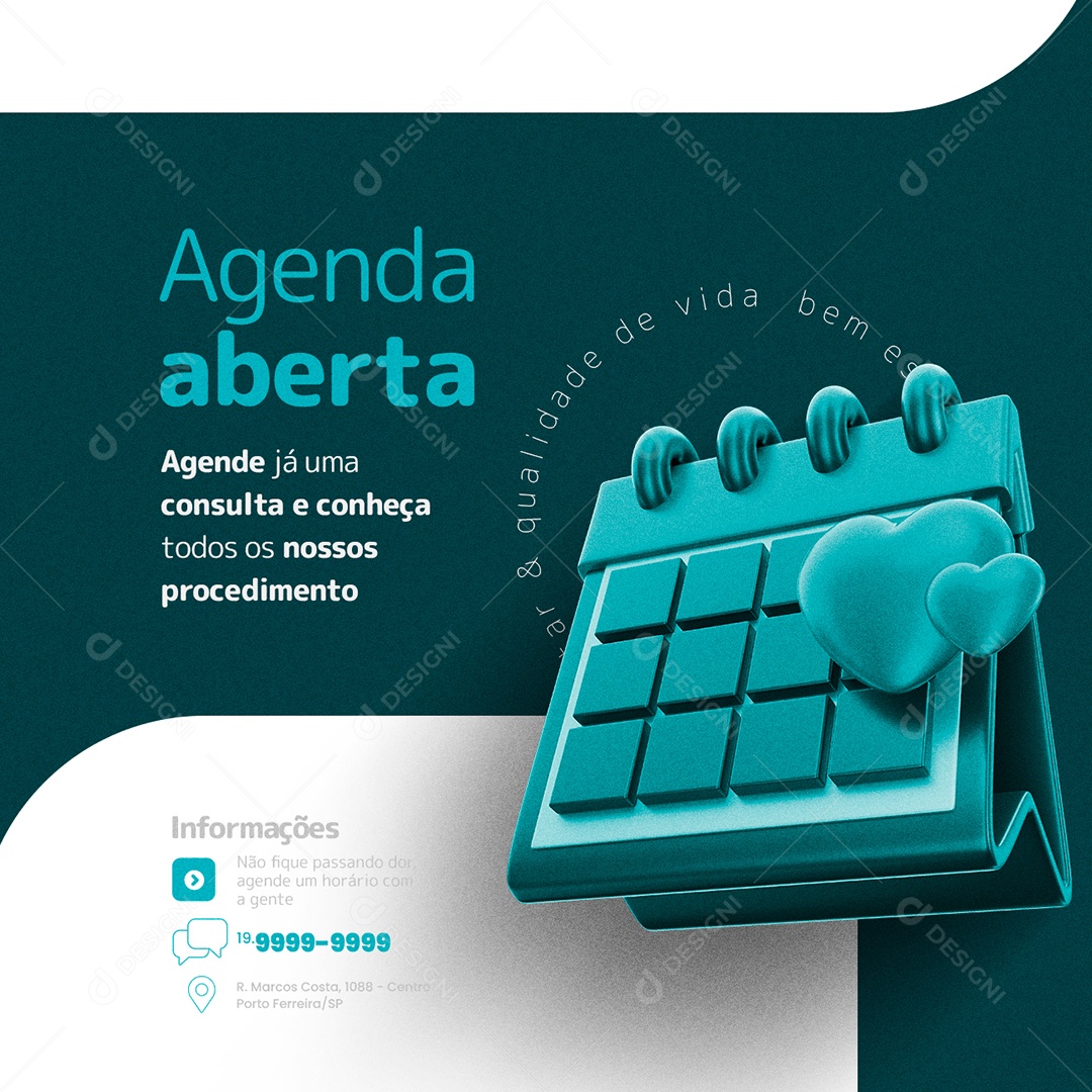 Agenda Aberta Fisioterapia Social Media PSD Editável