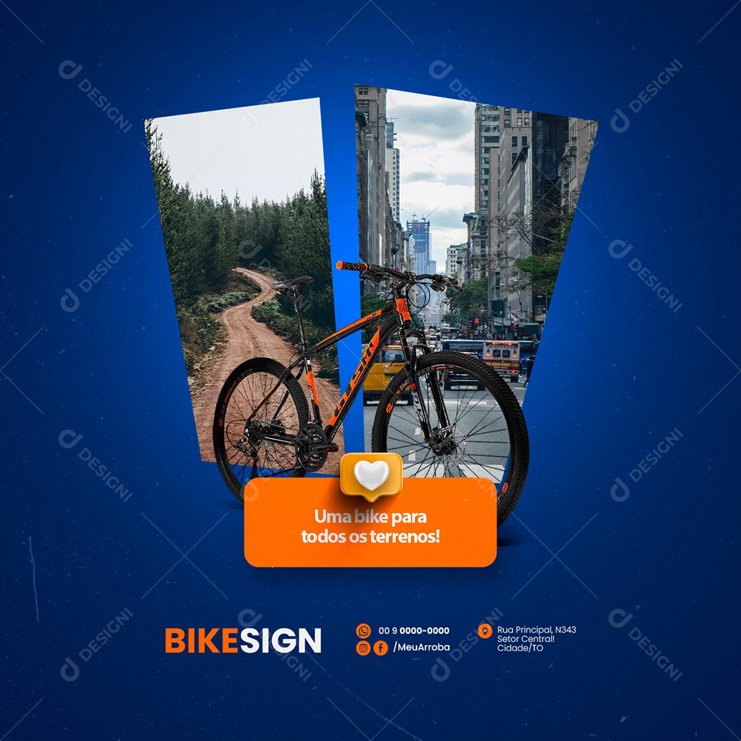 Uma Bike para Todos os Terrenos Bicicletaria Social Media PSD Editável