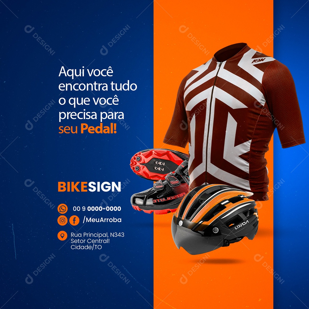 Aqui Você Encontra Tudo Bicicletaria Social Media PSD Editável