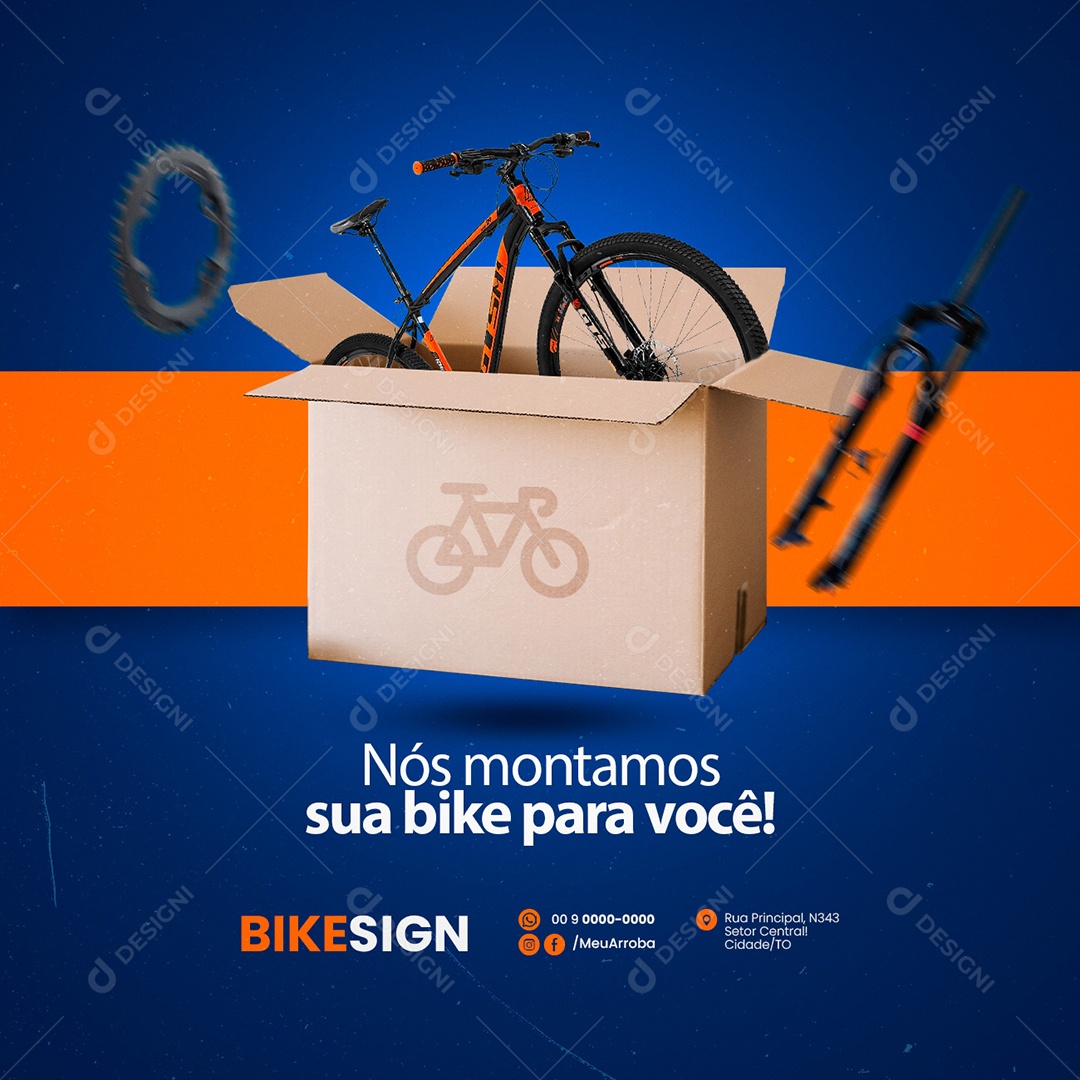 Nós Montamos sua Bike para Você Bicicletaria Social Media PSD Editável