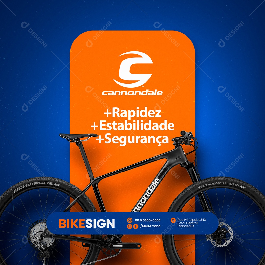 Rapidez Estabilidade Segurança Bicicletaria Social Media PSD Editável