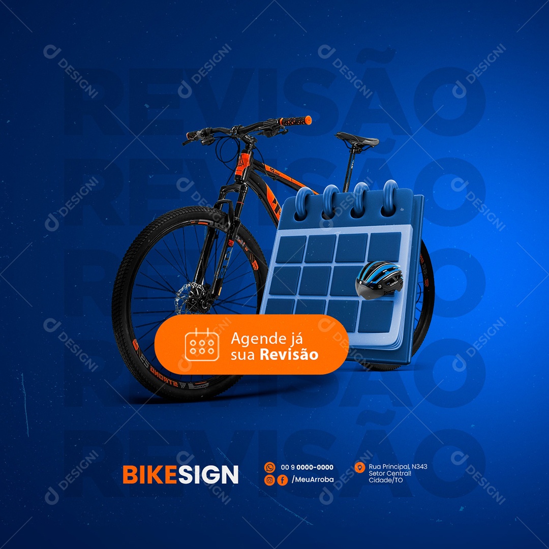 Agende já sua Revisão Bicicletaria Social Media PSD Editável
