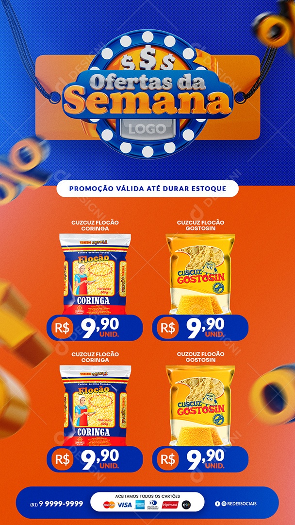 Story Social Media Encarte de Supermercado Ofertas da Semana PSD Editável