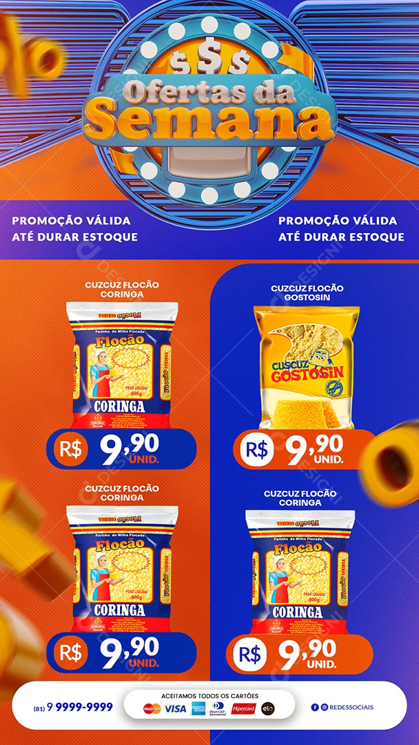 Story Encarte de Supermercado Ofertas da Semana Social Media PSD Editável