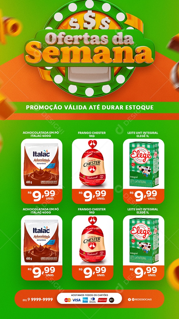 Story Encarte de Supermercado Ofertas da Semana Social Media PSD Editável