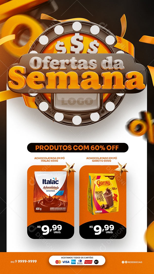 Story Encarte de Supermercado Ofertas da Semana Social Media PSD Editável