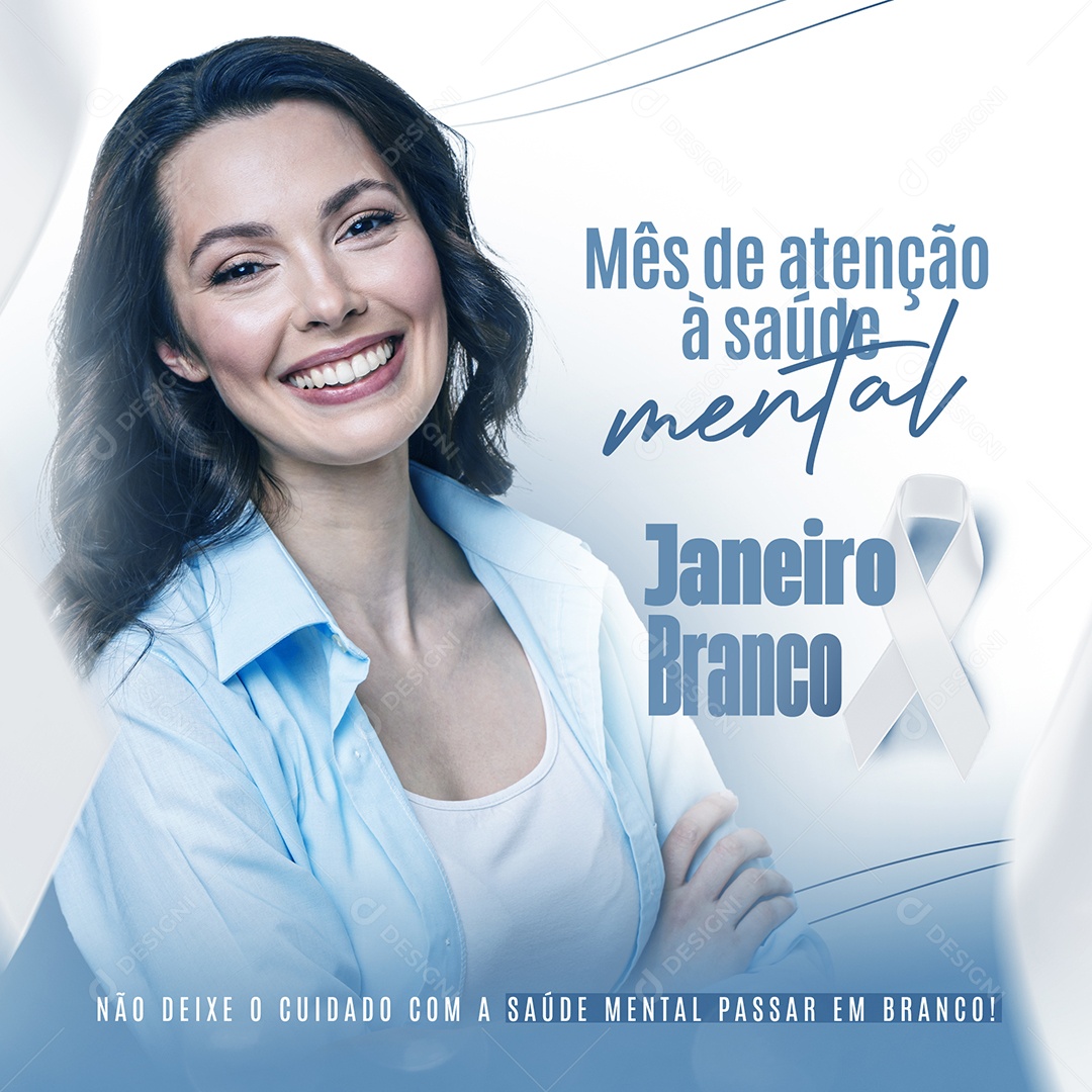 Mês de Atenção à Saúde Mental Janeiro Branco Social Media PSD Editável