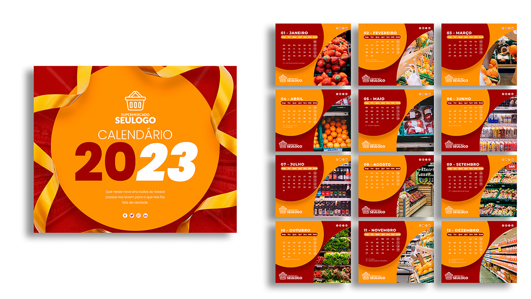 Modelo de Calendário 2023 PSD Editável