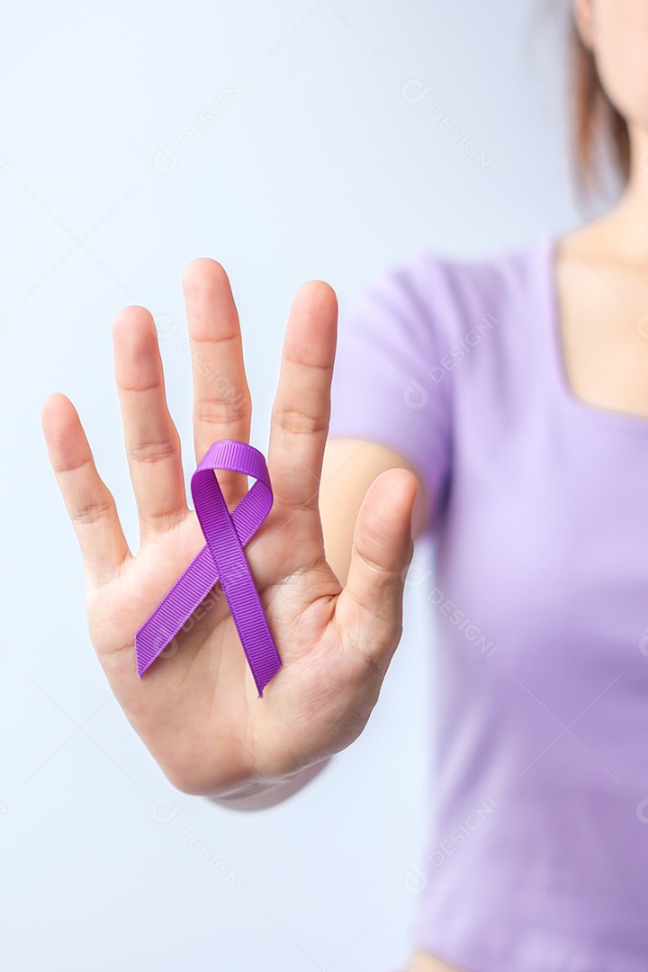 fita roxa para o dia do câncer lúpus, pancreático esofágico