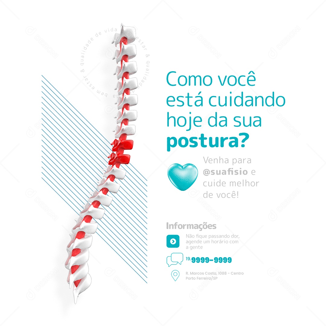Como Você Está Cuidando Hoje da sua Postura Fisioterapia Social Media PSD Editável