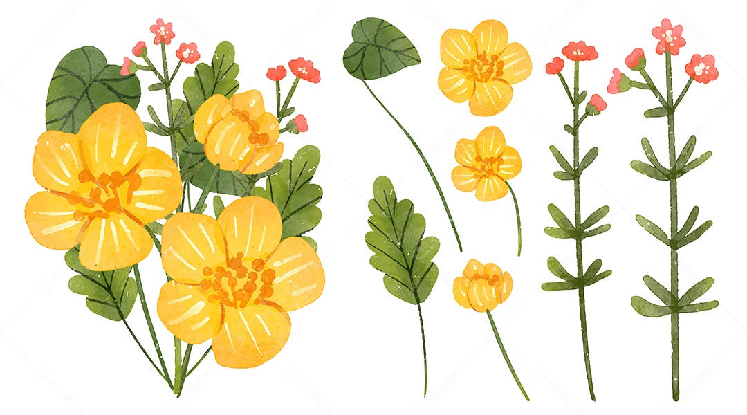 Lindo Buquê de Flores para Decoração Vetores EPS Editável