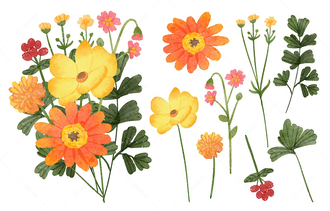 Lindo Buquê de Flores para Decoração Vetores EPS Editável