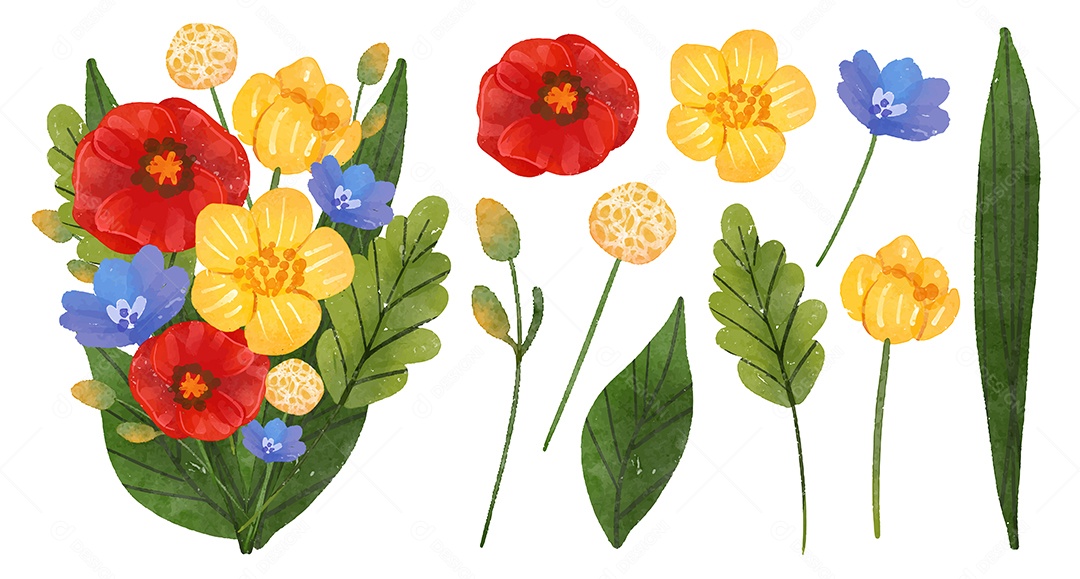 Lindo Buquê de Flores para Decoração Vetores EPS Editável