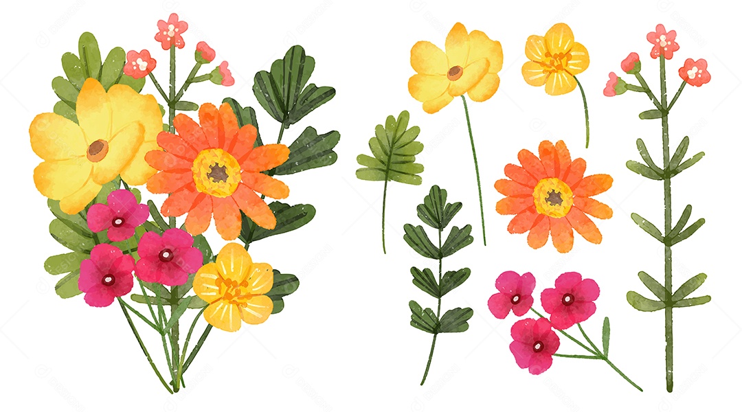 Lindo Buquê de Flores para Decoração Vetores EPS Editável