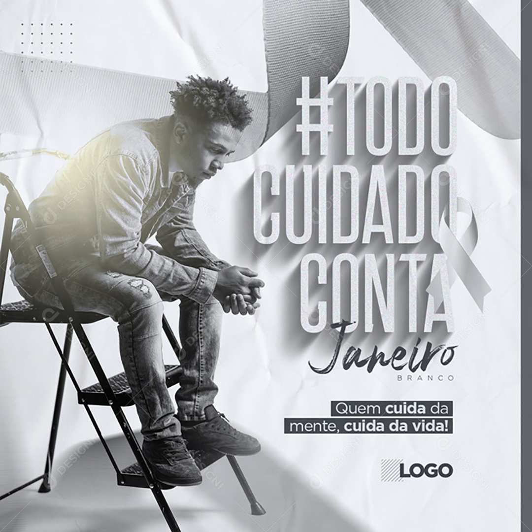 White January All Care Counts Who Takes Care of the Mind Takes Care of Life Social Media Editable PSD