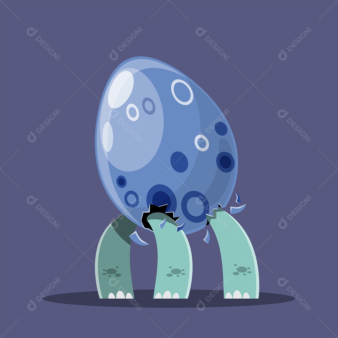 Dinossauro Saindo do Ovo em Desenho Animado Vetor EPS