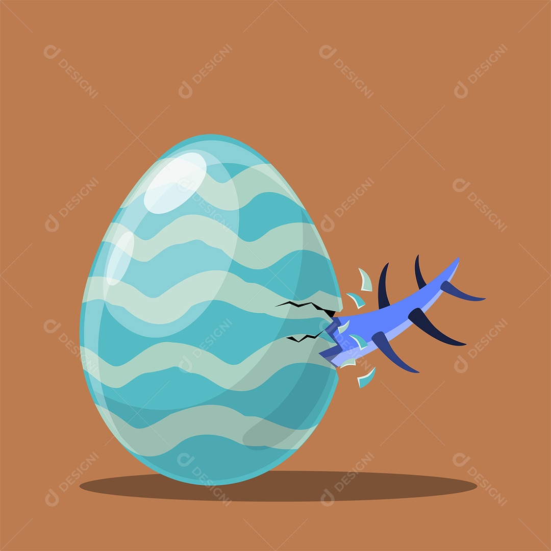 Dinossauro Saindo do Ovo em Desenho Animado Vetor EPS
