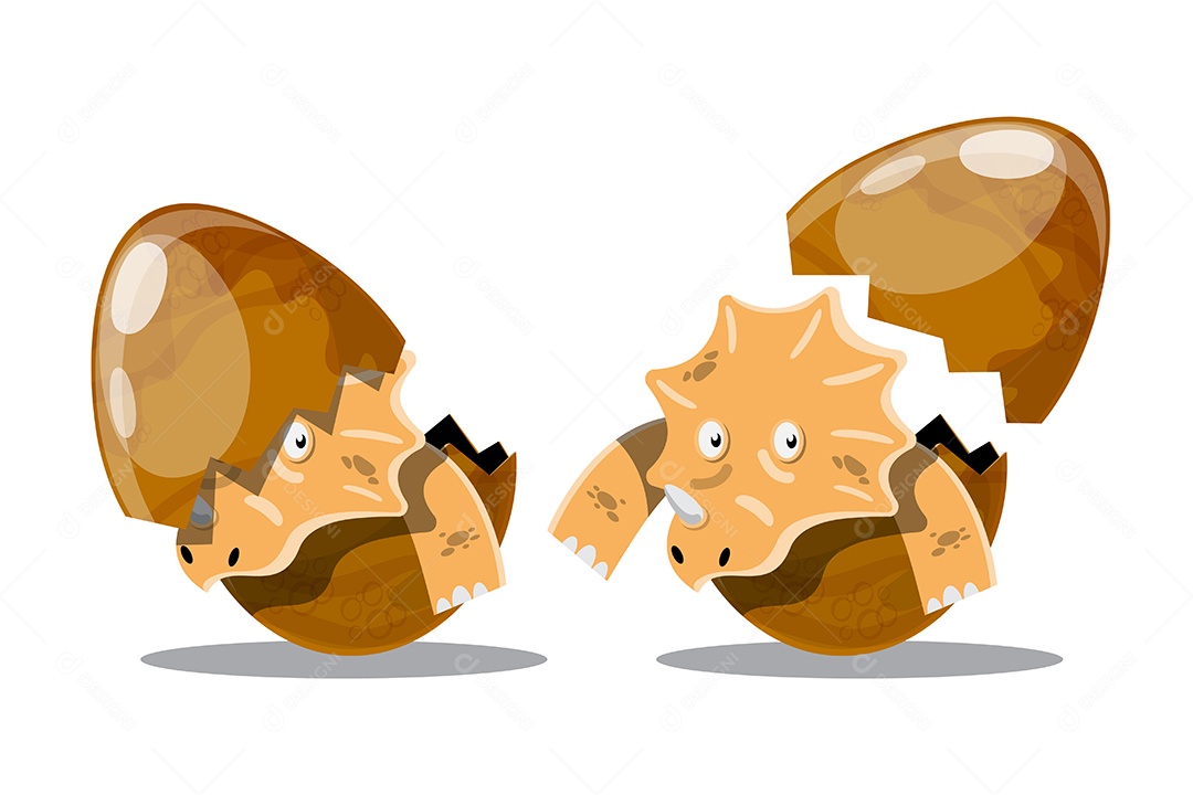 Dinossauro Saindo do Ovo em Desenho Animado Vetor EPS