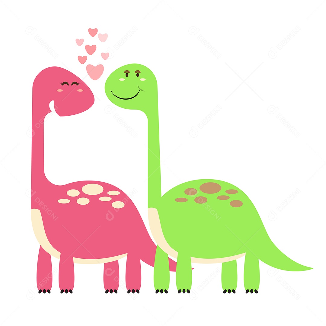 Casal de Dinossauros em Desenho Animado Vetor EPS