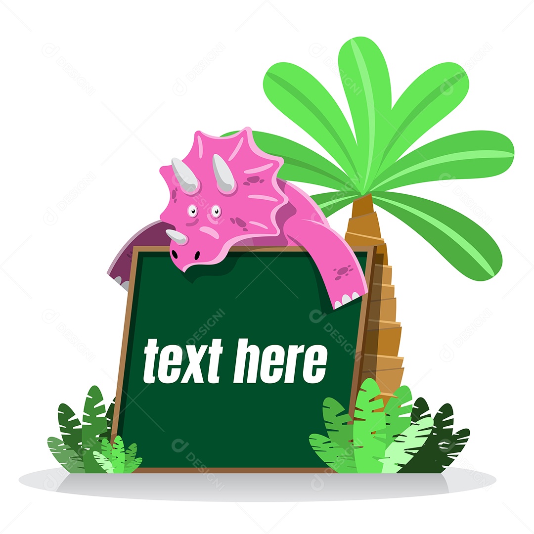 Dinossauro Rosa Bonito de Desenho Animado Vetor EPS