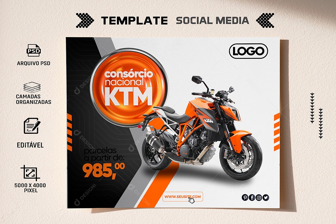 Post Consórcio Nacional Moto Social Media PSD Editável