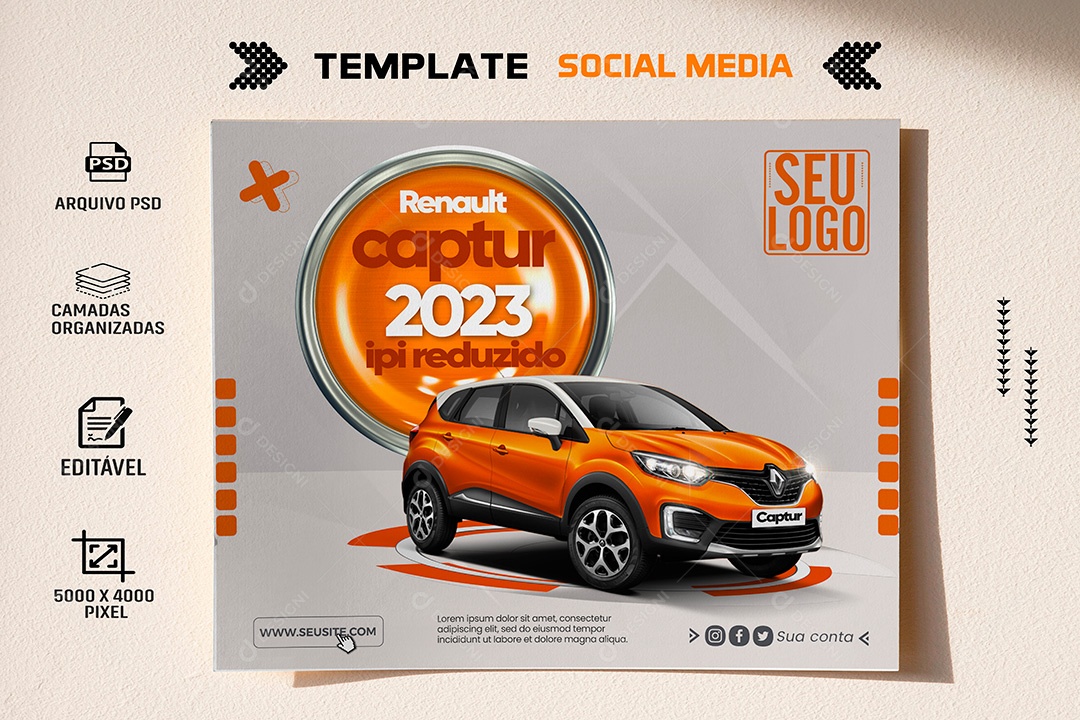 Post Renaut Captur IPI Reduzido Social Media PSD Editável
