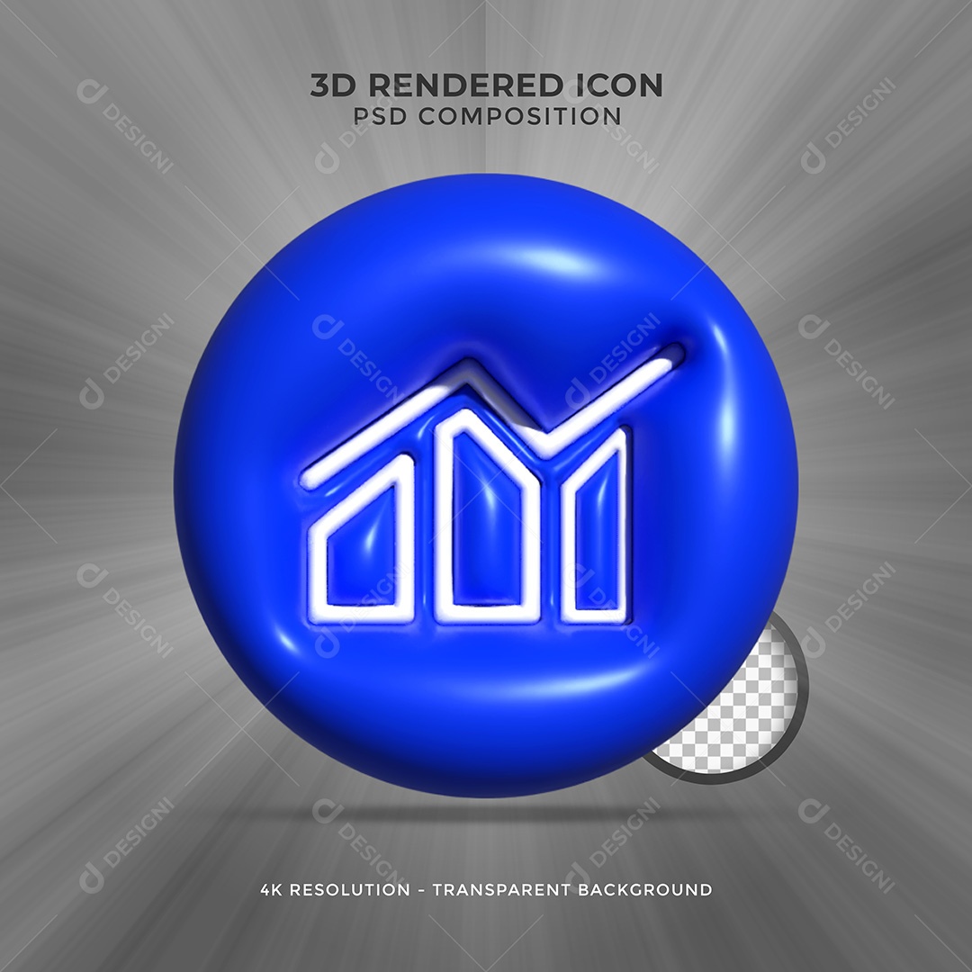 Ícone 3D Gráfico PSD Para Composição