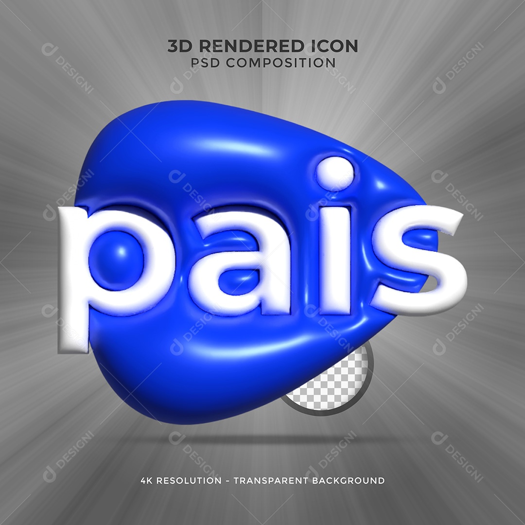 Selo 3D Pais Para Composição PSD