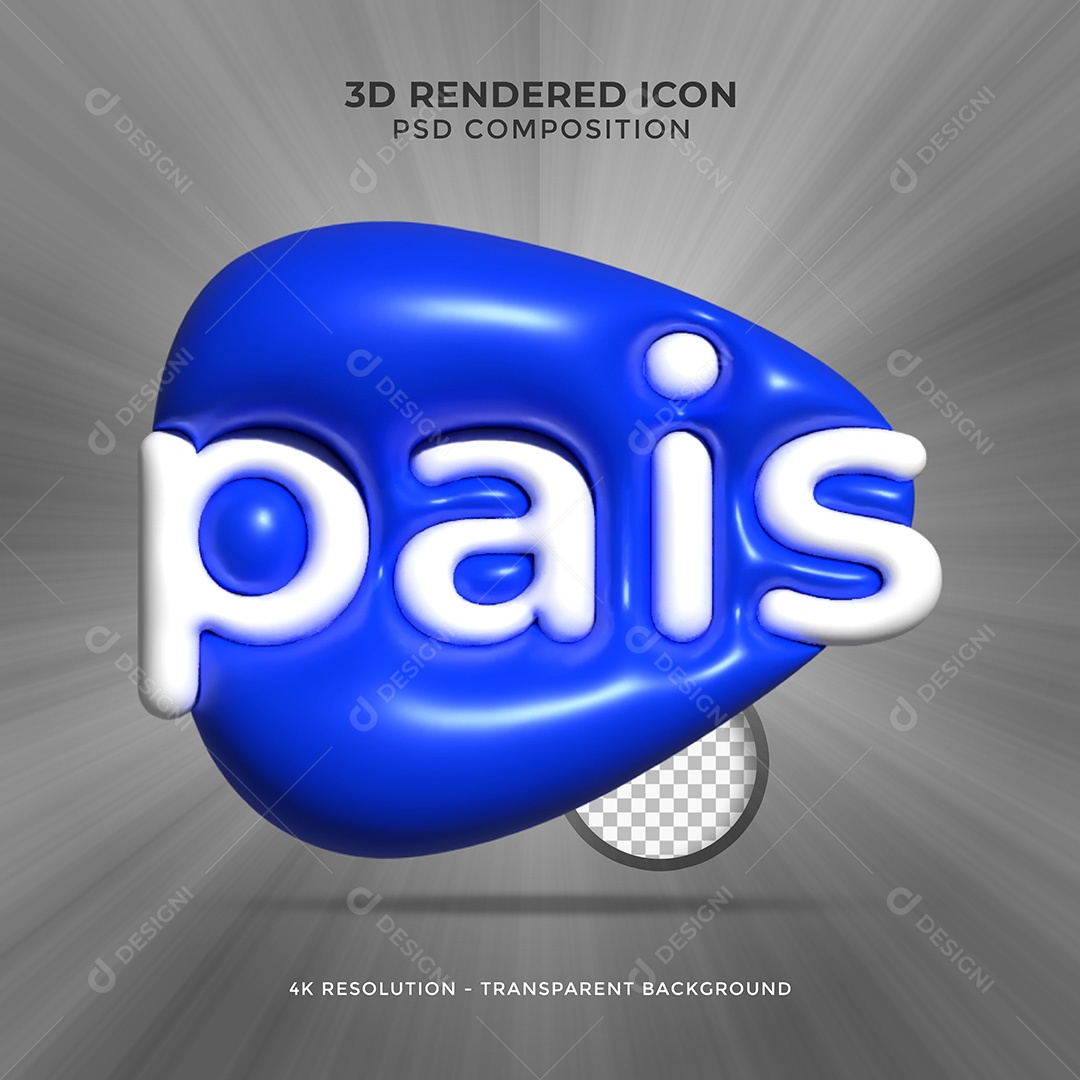 Selo 3D Dia dos Pais Para Composição PSD