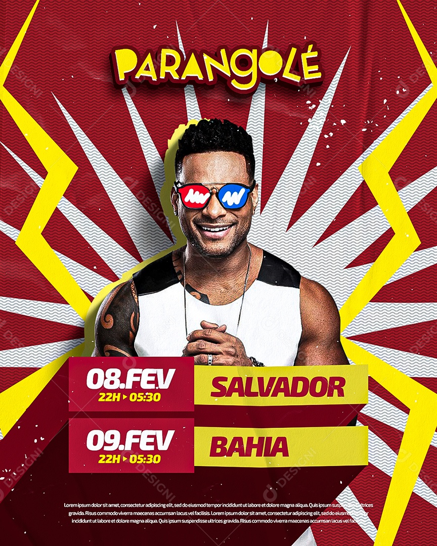 Flyer de Carnaval Show Parangolé Social Media PSD Editável