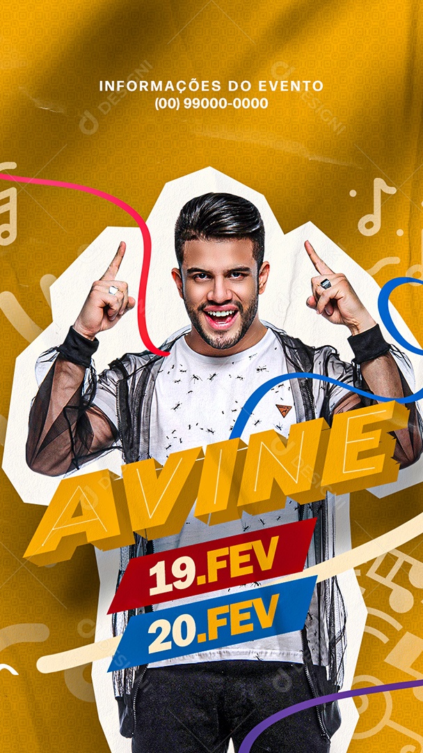 Flyer de Carnaval Ávine Vinny Story Social Media PSD Editável