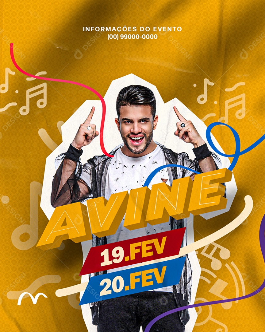 Flyer de Carnaval Ávine Vinny Social Media PSD Editável