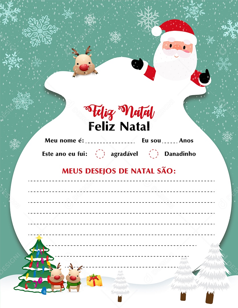 Estilo de Cartinha Para Papai Noel EPS Editável