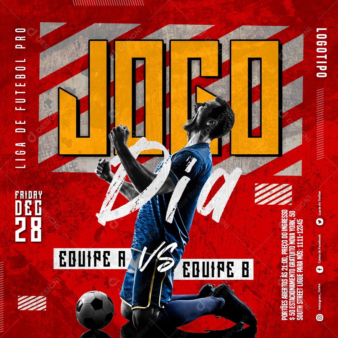 Jogo de Futebol Equipe A Vs Equipe B Social Media PSD Editável