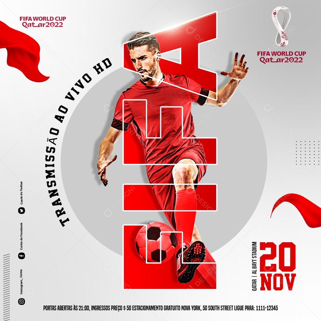 Copa do Mundo Fifa 2022 Social Media PSD Editável