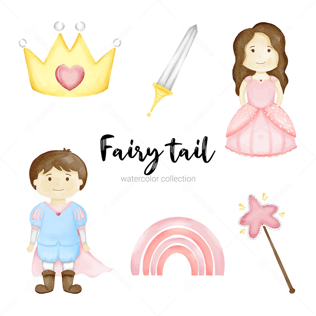 Conjunto de Personagens de Contos de Fadas Elemento Mitológicos Vetor EPS