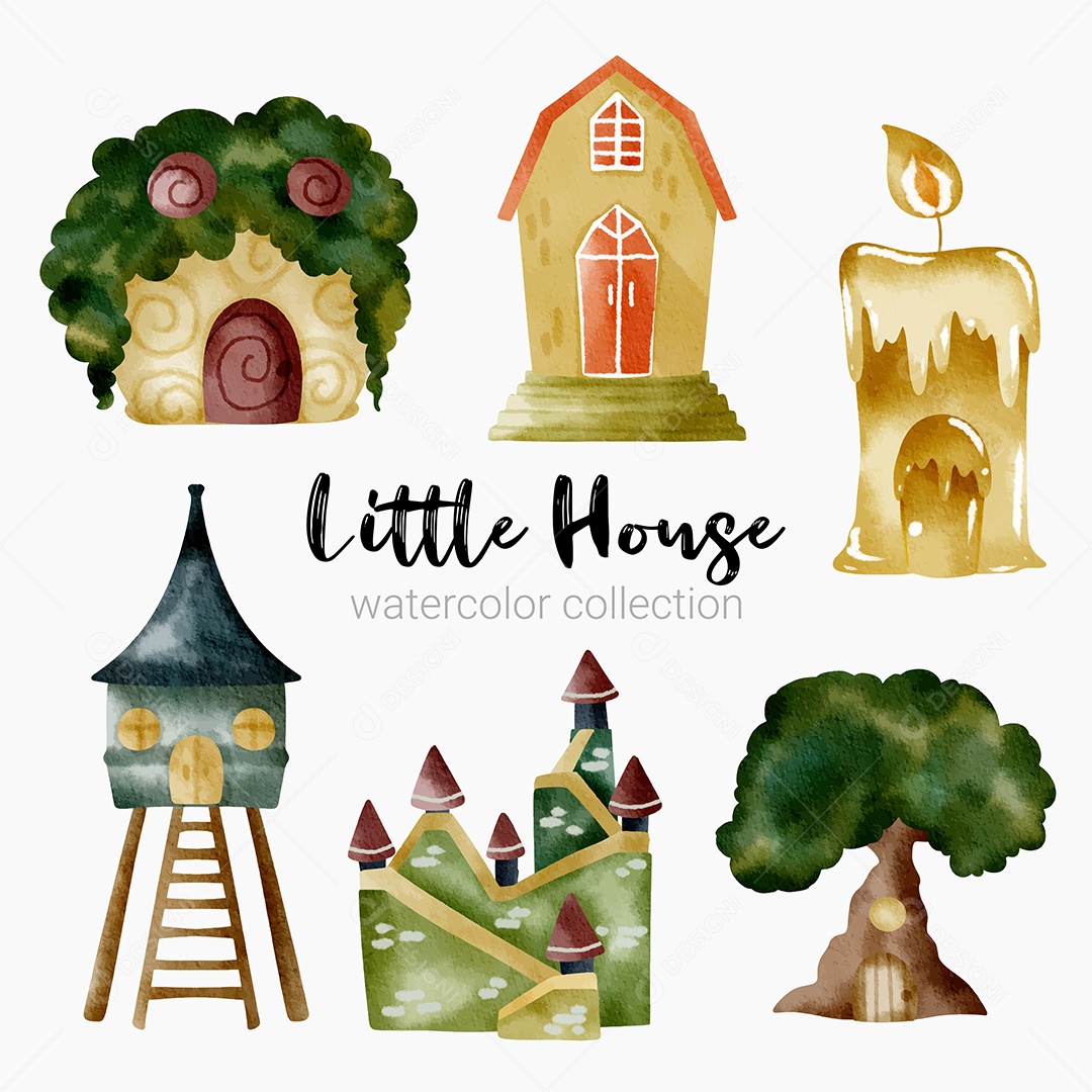 Desenho de Casas de Contos de Fadas em Desenhos Animados Vetor EPS