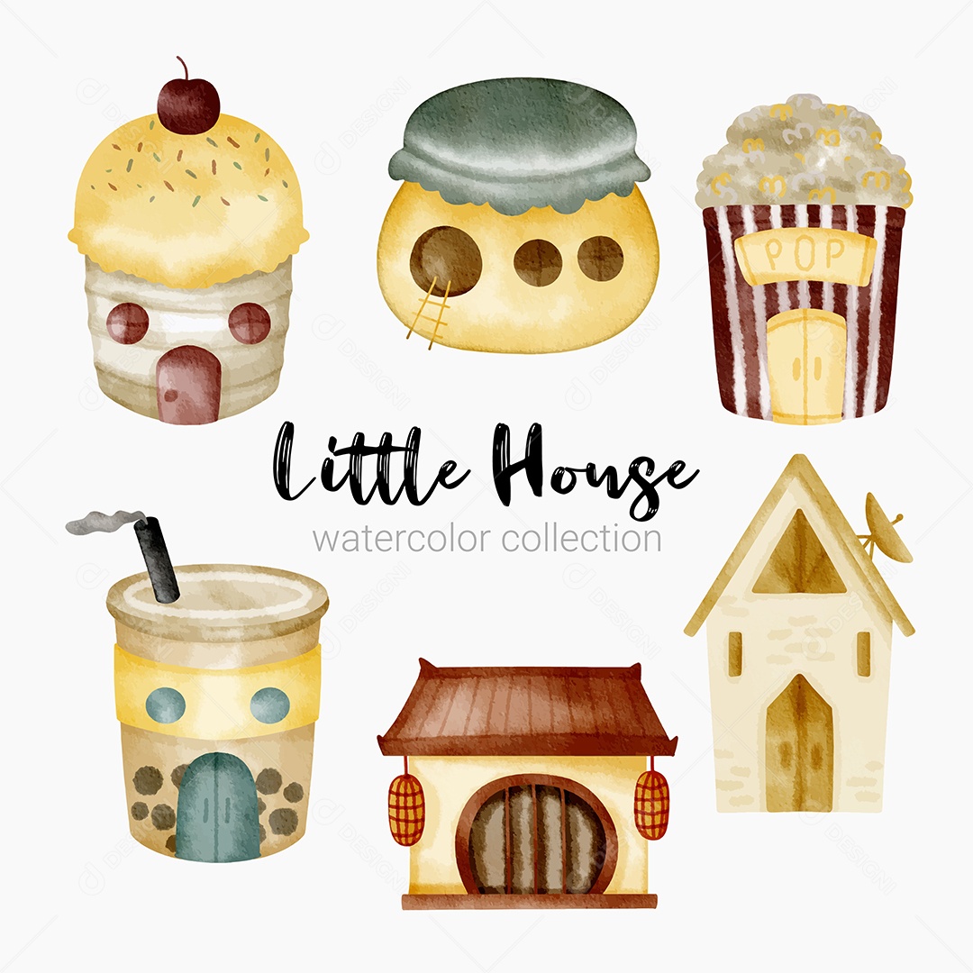 Desenho de Casas de Contos de Fadas em Desenhos Animados Vetor EPS