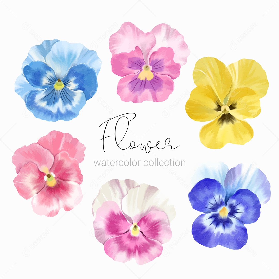 Conjunto de Elementos Florais para Decoração em Desenhos Animados Vetor EPS