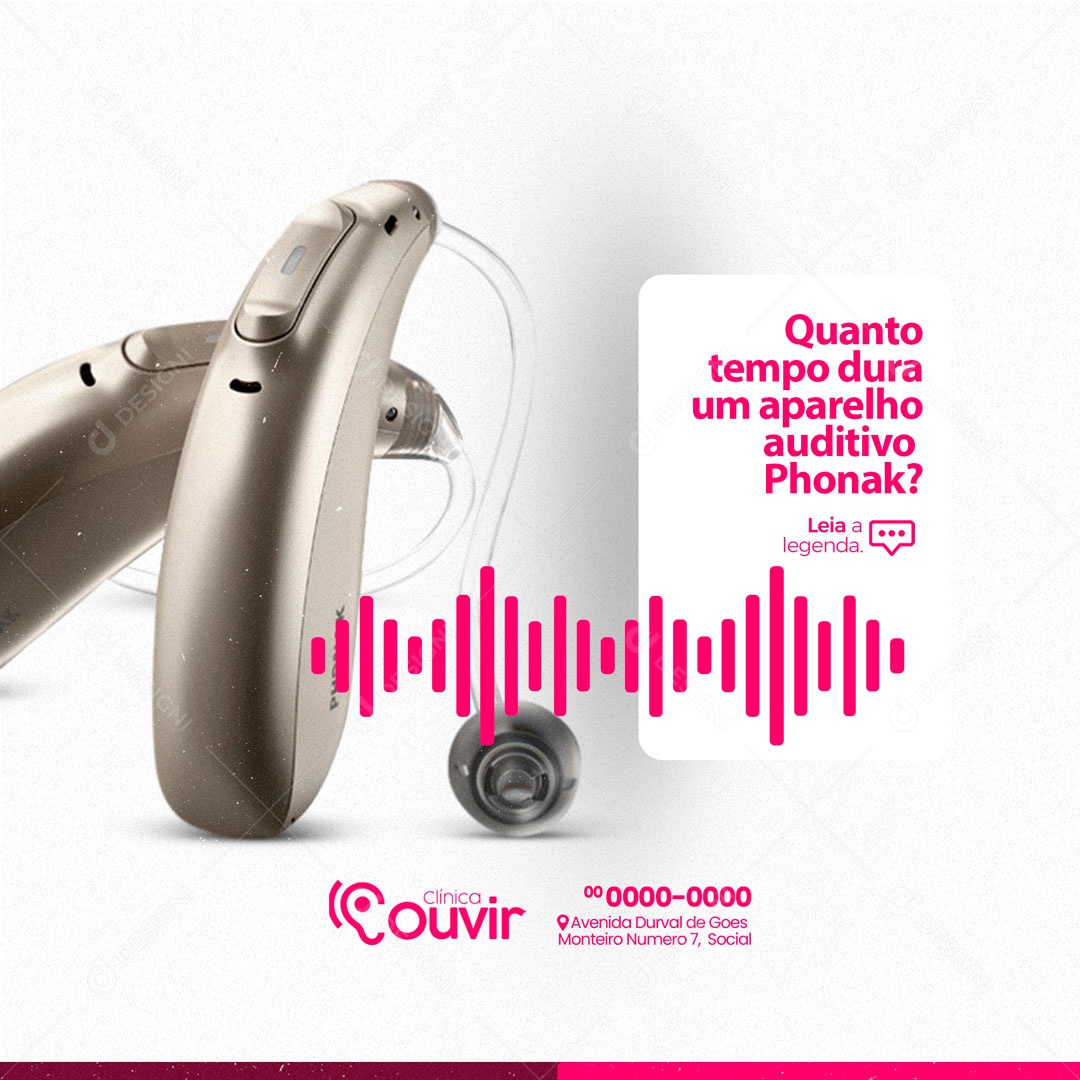 Clínica Especializada em Aparelhos Auditivos Social Media PSD Editável