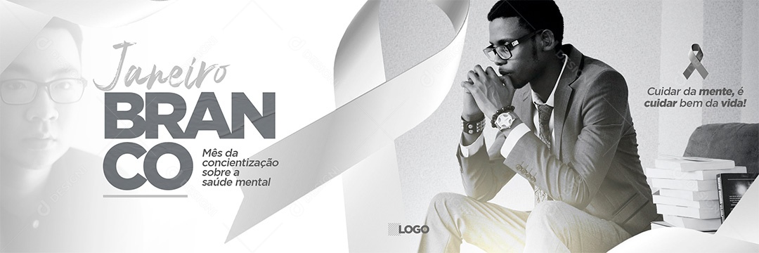 Carrossel Janeiro Branco Conscientização Sobre a Saúde Mental Social Media PSD Editável