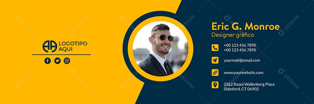 Capa de Assinatura de Email Pessoal Social Media PSD Editável