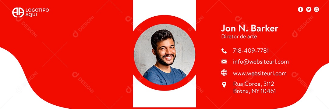 Capa de Assinatura de Email Pessoal Social Media PSD Editável