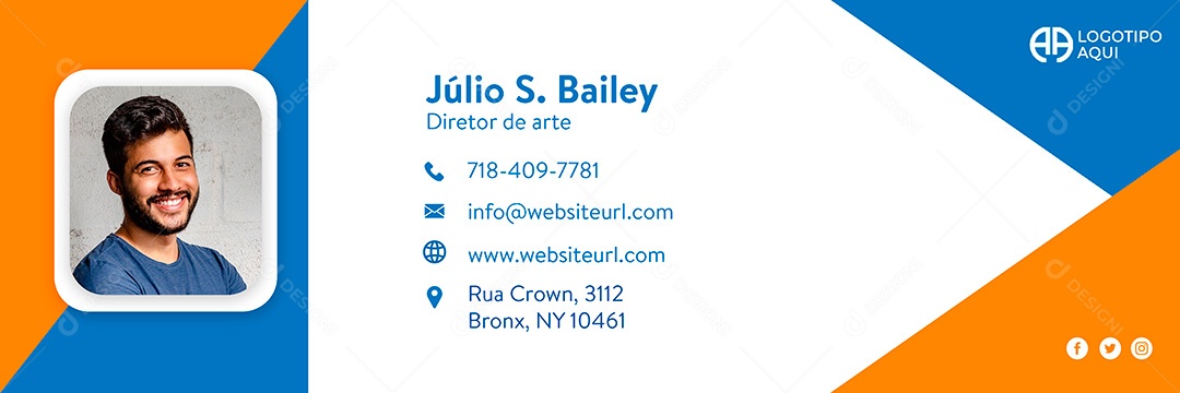 Capa de Assinatura de Email Pessoal Social Media PSD Editável