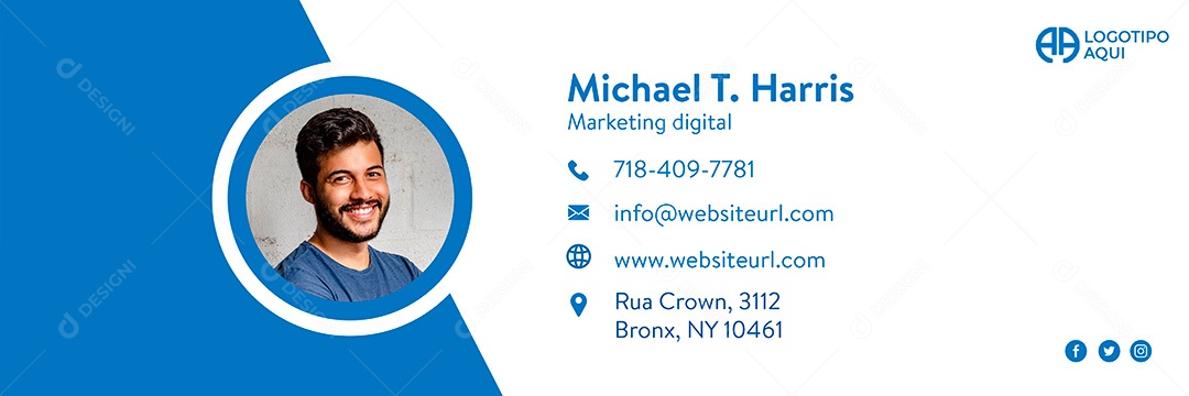 Capa de Assinatura de Email Pessoal Social Media PSD Editável