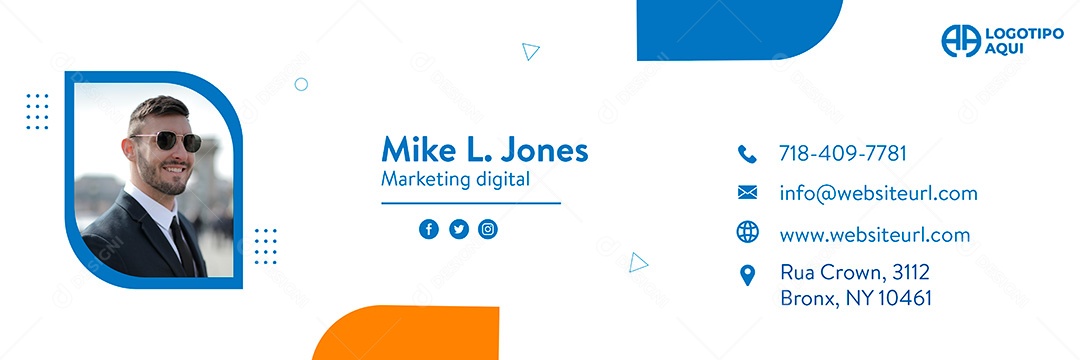 Capa de Assinatura de Email Pessoal Social Media PSD Editável