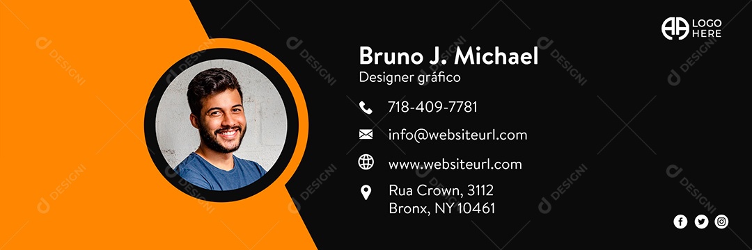 Capa de Assinatura de Email Pessoal Social Media PSD Editável