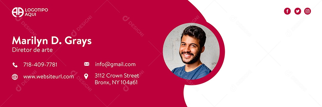 Capa de Assinatura de Email Pessoal Social Media PSD Editável